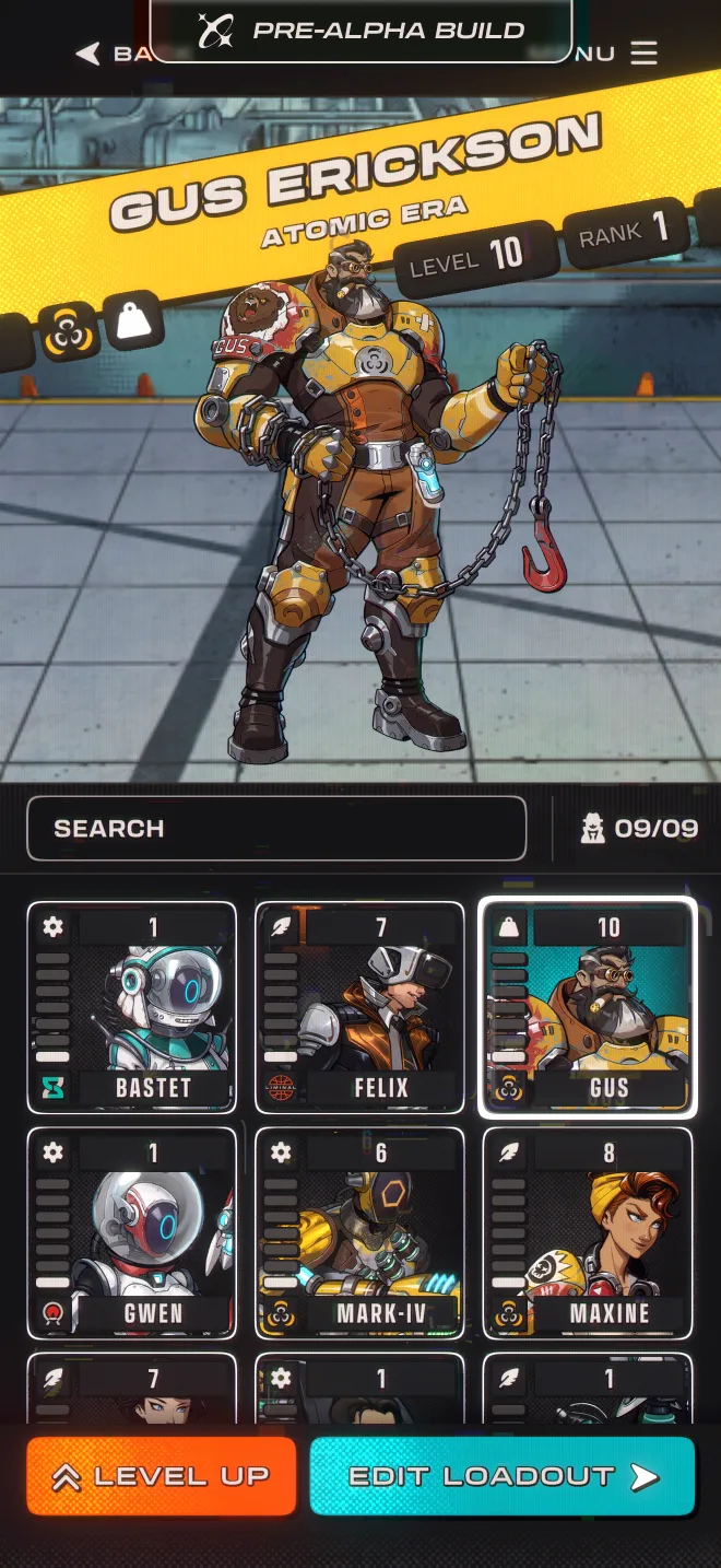 The Flux Strike roster screen